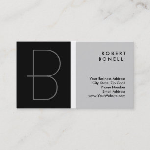 Trendy Unique Monogram Black Grey Visitekaartje