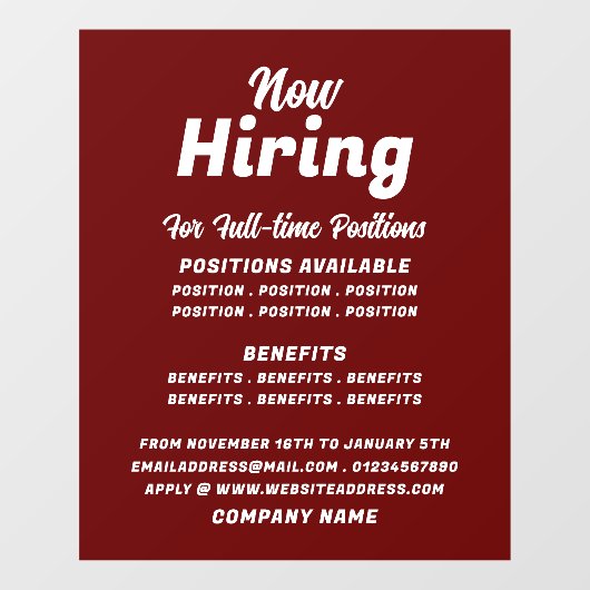 Trendy vacature Recruitment Adverteren Raamsticker (Vel)