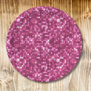 Trendy Valentijn hete roze discostijl vierkant Papieren Bordje