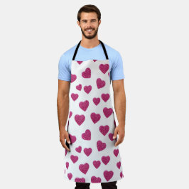 Trendy Valentine Pink Glitter Hearts on White Schort