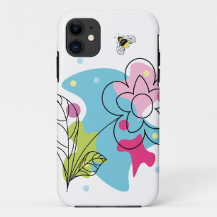 Trendy vectorpatroon van een zomerbloem in vlekken iPhone 11 hoesje
