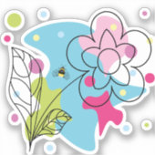Trendy vectorpatroon van een zomerbloem in vlekken sticker (Voorkant)