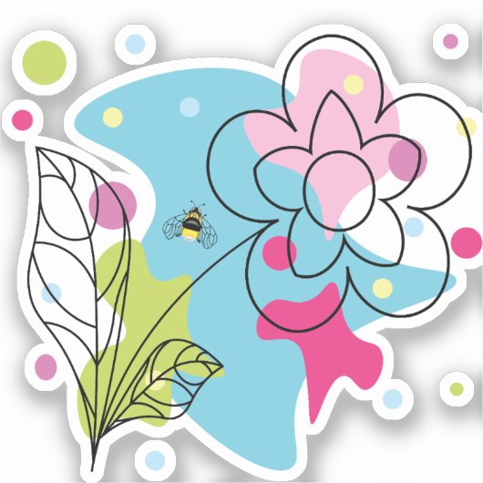 Trendy vectorpatroon van een zomerbloem in vlekken sticker (Voorkant)