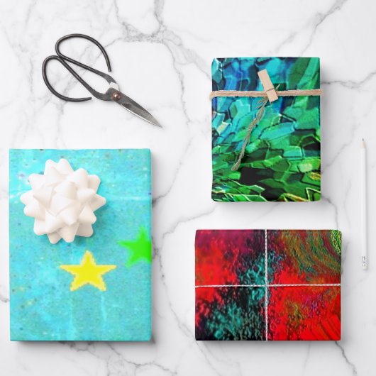 "Trendy" Verpakking Papier Flat Sheet Set van 3 Inpakpapier Vel (Voorkant)