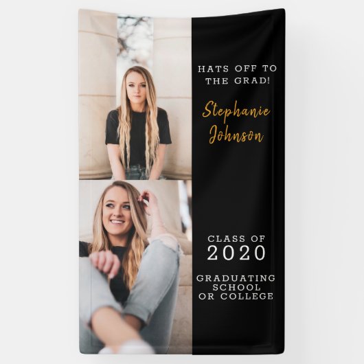 Trendy Vertical Afstuderen Photo Celebration Spandoek (Verticaal)