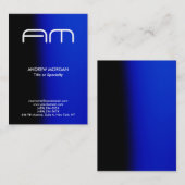 Trendy Vertical Modern Monogram zwart Blauw Visitekaartje (Voorkant / Achterkant)