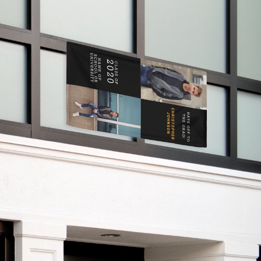 Trendy Vertical Photo Collage Afstuderen Spandoek (Buitenkant Gebouw)