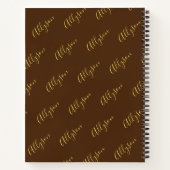 Trendy Verticale Naam in Gold Script, Chocolade Notitieboek (Achterkant)