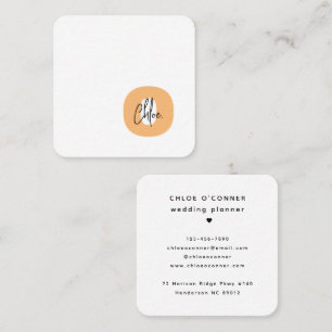 Trendy Vet Monogram Oranje Initiaal Script Naam Vierkante Visitekaartje
