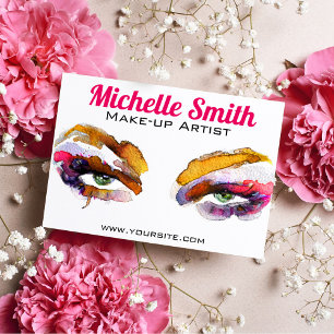 Trendy Vibrant Waterverf Eye Make-up Artist Briefkaart