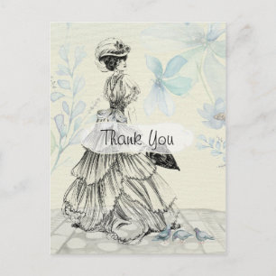 Trendy Victoriaanse Dame Vintage Dank Je Briefkaart