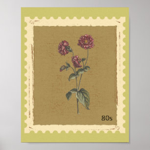 Trendy vintage bloemstempel elegante antieke groen poster