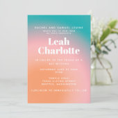 Trendy Vintage Gradiënt Teal Roze Bat Mitzvah  Kaart (Staand voorkant)