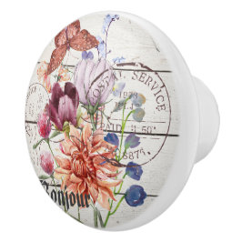 Trendy vintage rustieke houten botanische chic Fra Keramische Knop