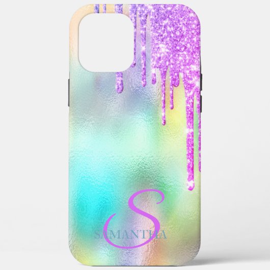 Trendy Violet Glitter Drift Holographic Case-Mate iPhone Case (Achterkant)