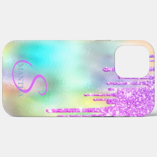 Trendy Violet Glitter Drift Holographic Case-Mate iPhone Case (Achterkant (horizontaal))
