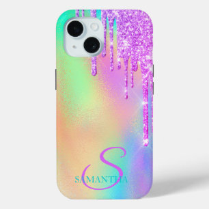 Trendy Violet Glitter Drips Regenboog Holografisch