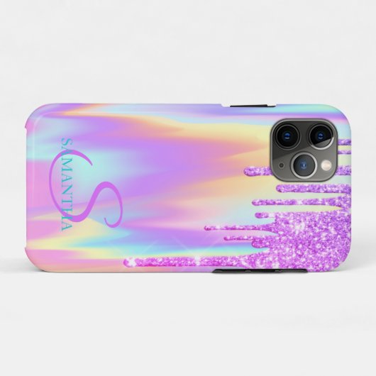 Trendy Violet Glitter Drives ombre Holographic Case-Mate iPhone Case (Achterkant (horizontaal))