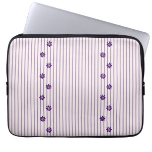 Trendy violette strepen en Paarse bloemrijen Laptop Sleeve