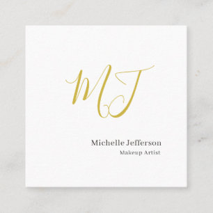 Trendy Visagist Gouden Monogram Zwart Wit Vierkante Visitekaartje