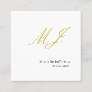 Trendy Visagist Gouden Monogram Zwart Wit Vierkante Visitekaartje