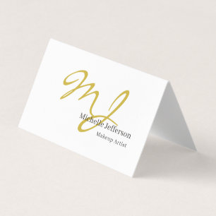 Trendy Visagist Gouden Monogram Zwart Wit Visitekaartjes