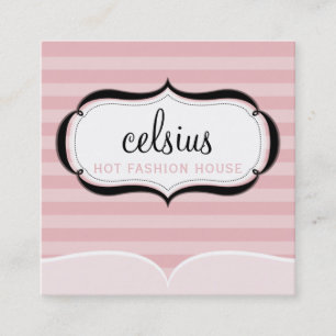 TRENDY VISITEKAARTJE chique boutique roze streep