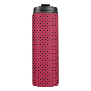 Trendy Viva Magenta en Zwarte Stippen Thermische T Thermosbeker