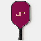Trendy Viva Magenta Gold Sjabloon Monogram Pickleball Paddle (Achterkant)