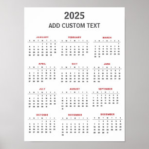 Trendy voeg je eigen tekst toe 2025 Agenda Poster