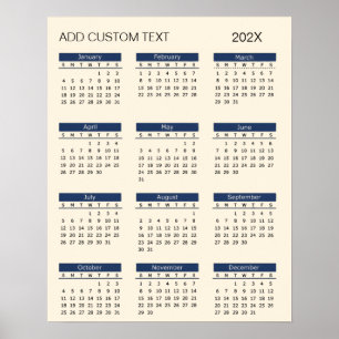 Trendy voeg je eigen tekst toe 2026 kalender poster