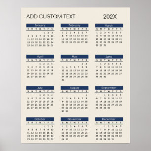 Trendy voeg je eigen tekst toe 2026 Kalender Poster
