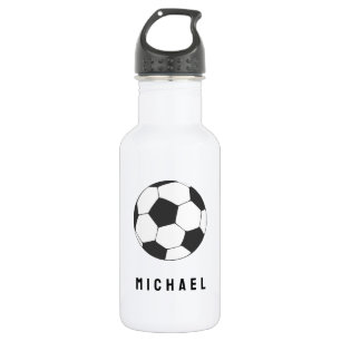 Trendy Voetbal Football gepersonaliseerd zwart Waterfles