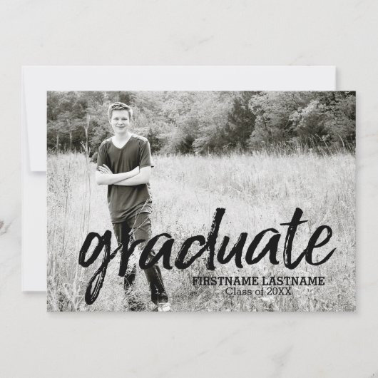 Trendy volledige foto script afstudeerfeest kaart (Voorkant)