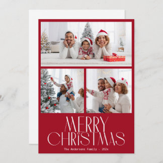 Trendy Vrolijk Kerstfeest Foto Grid Vakantie Kaart