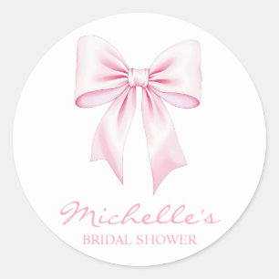 Trendy Watercolor Roze Strik Das Coquette Bruidsdo Ronde Sticker