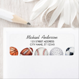 Trendy Watercolor Sportballen Retouradres Etiket