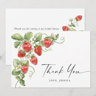 Trendy watercolor weide aardbei bedankkaart