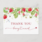 Trendy Waterverf Aardbei Baby shower Dank u Briefkaart (Voorkant)