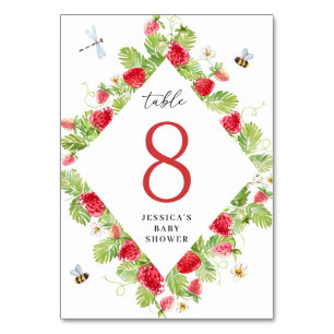 Trendy Waterverf Aardbei Baby shower Kaart