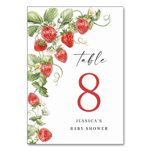 Trendy Waterverf Aardbei Baby shower Kaart