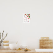 Trendy Waterverf Aardbei Boeken voor Baby shower Poster (Keuken)