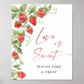 Trendy Waterverf Aardbei Bruids Liefde is Zoet Poster (Voorkant)