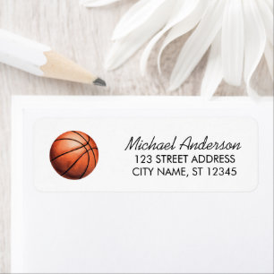 Trendy waterverf basketbal retouradres   etiket