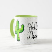 Trendy Waterverf Cactus & Black Stippen Hallo Mok (Voorkant links)