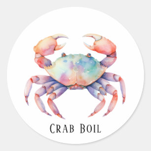 Trendy Waterverf Crab Boil Party Ronde Sticker