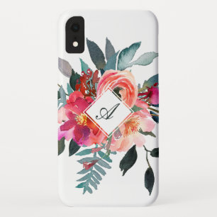 Trendy Waterverf Floral Fancy Monogram iPhone XR Hoesje