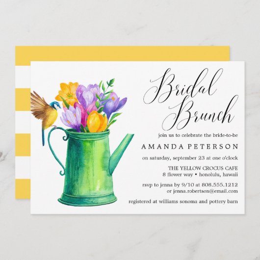 Trendy Waterverf Flowers bruiloft bruidsbrunch Kaart (Voorkant / Achterkant)