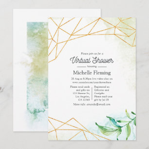 Trendy Waterverf geometrisch virtueel Baby shower Kaart