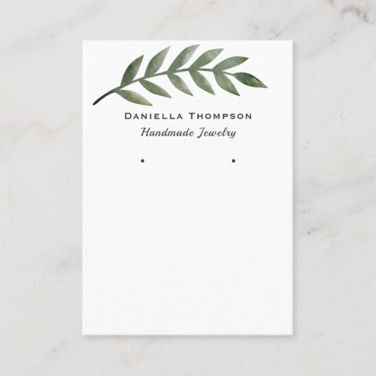 Trendy Waterverf Greenery Jewelry Earring Display Visitekaartje (Voorkant)